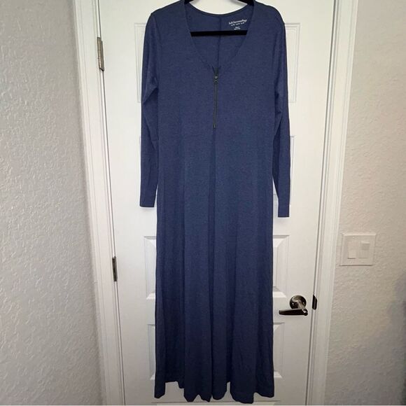 Soft Surroundings 1/4 Zipper Down Long Sleeve Lounge Maxi Festival Vibes Dress - Picture 5 of 12